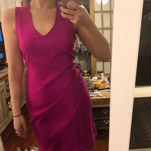 Banana Republic fuchsia pink dress size 0, v neck and faux wrap detail on side